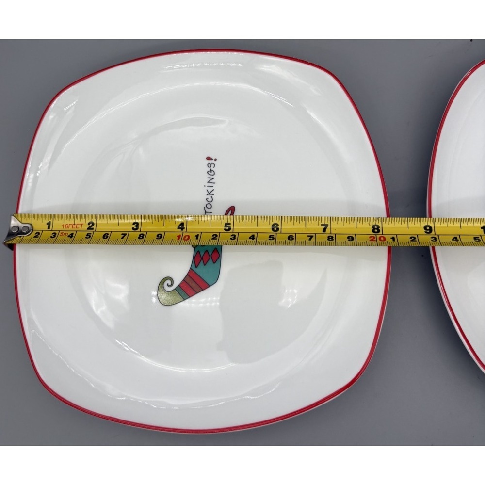 Fitz & Floyd Christmas Gourmet Plates Happy Holidays Home Decor Set of 2 - Picture 4 of 5